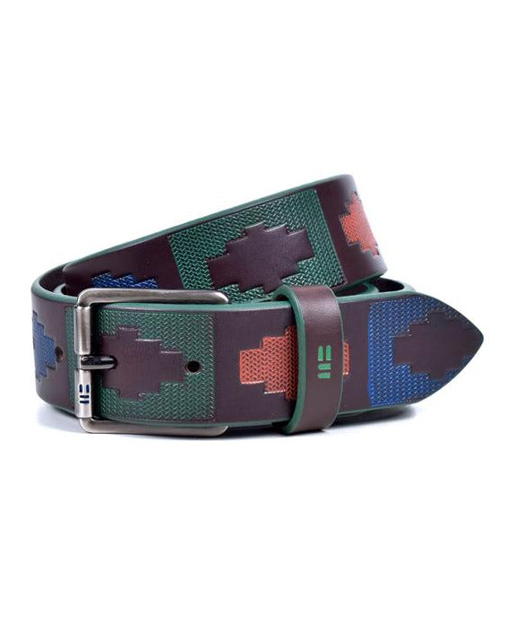 Aztec Green Leather Belt  -  Green