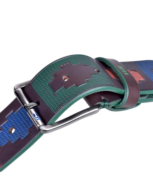 Aztec Green Leather Belt  -  Green