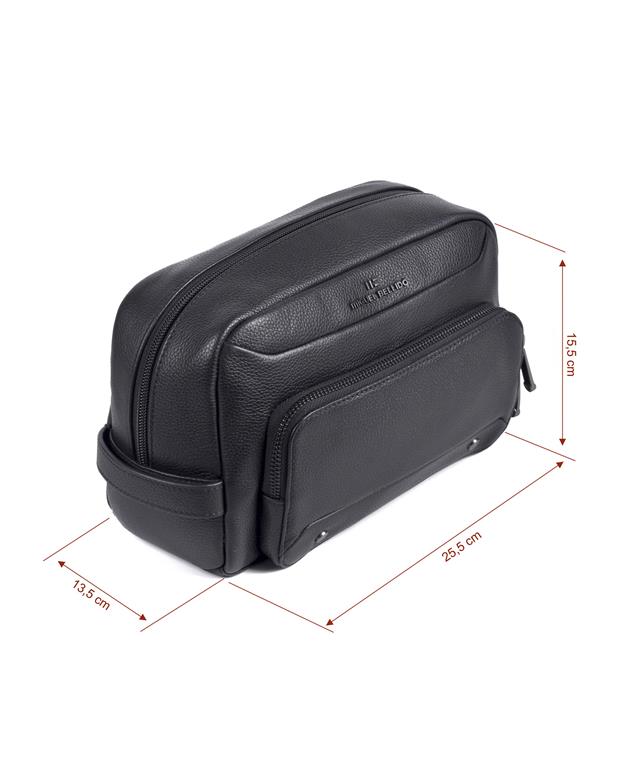 Leather Wash Bag 7706-001 - Black