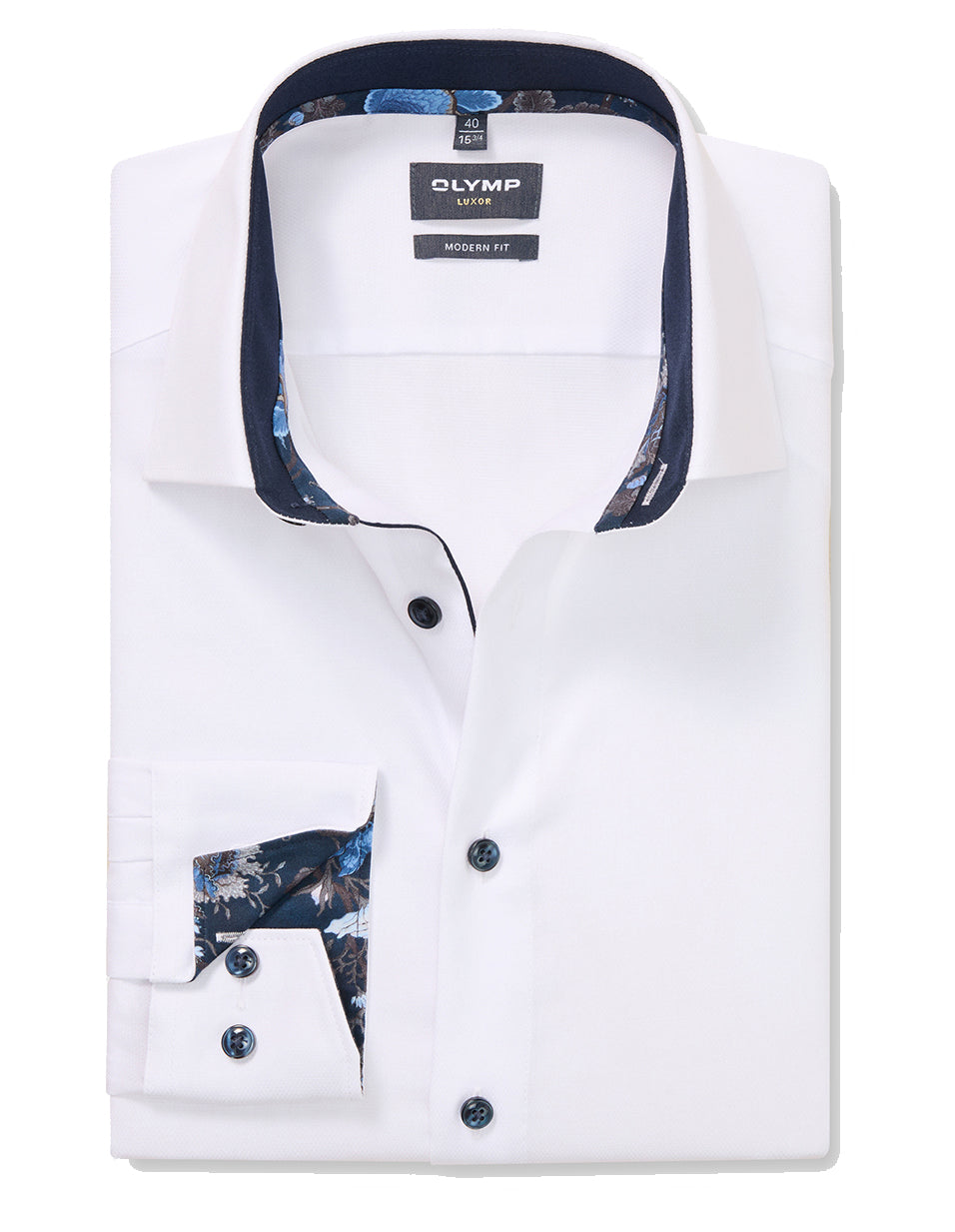 Luxor Plain Twill Contrast Cuff Shirt - White