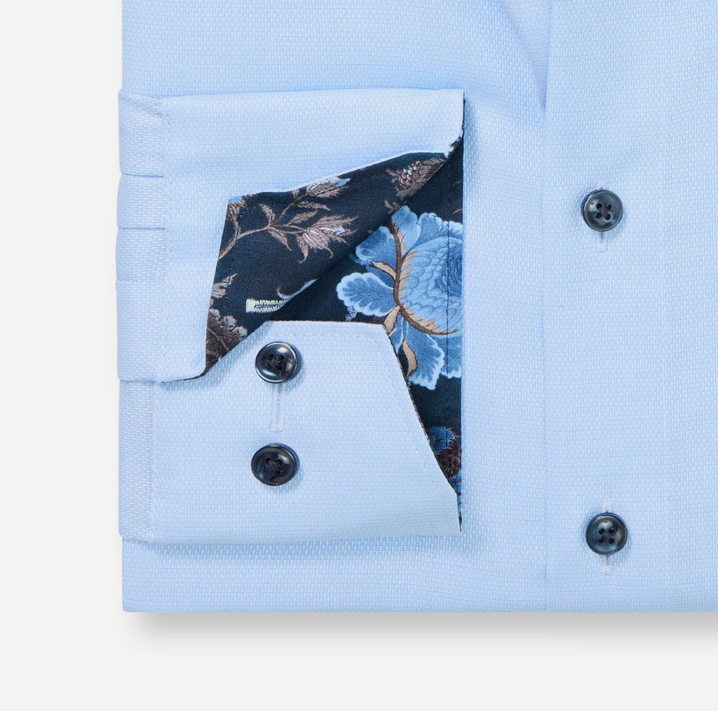 Modern Fit Texture Shirt with trim - Blue