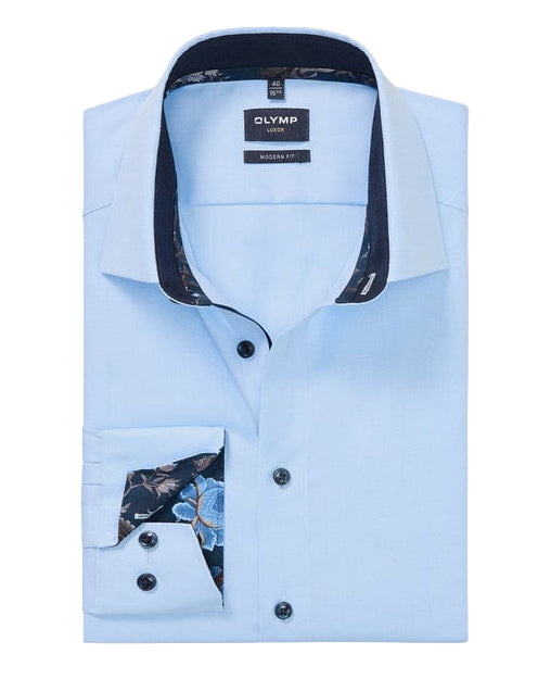 Modern Fit Texture Shirt with trim - Blue