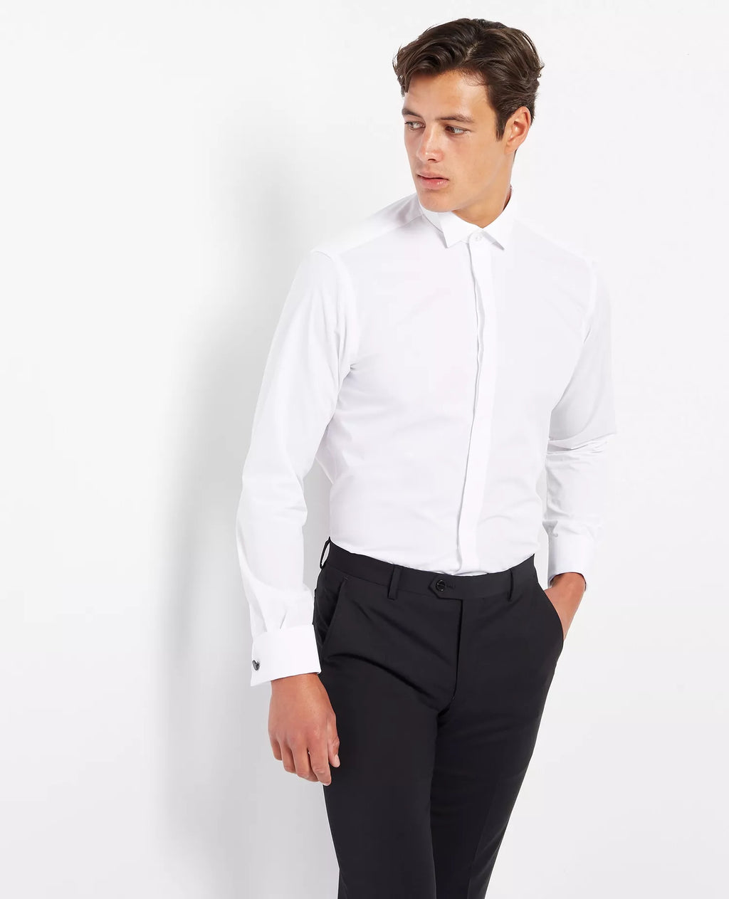 Remus Uomo White Wing Collar Tapered Fit Dress Shirt | Fields Menswear