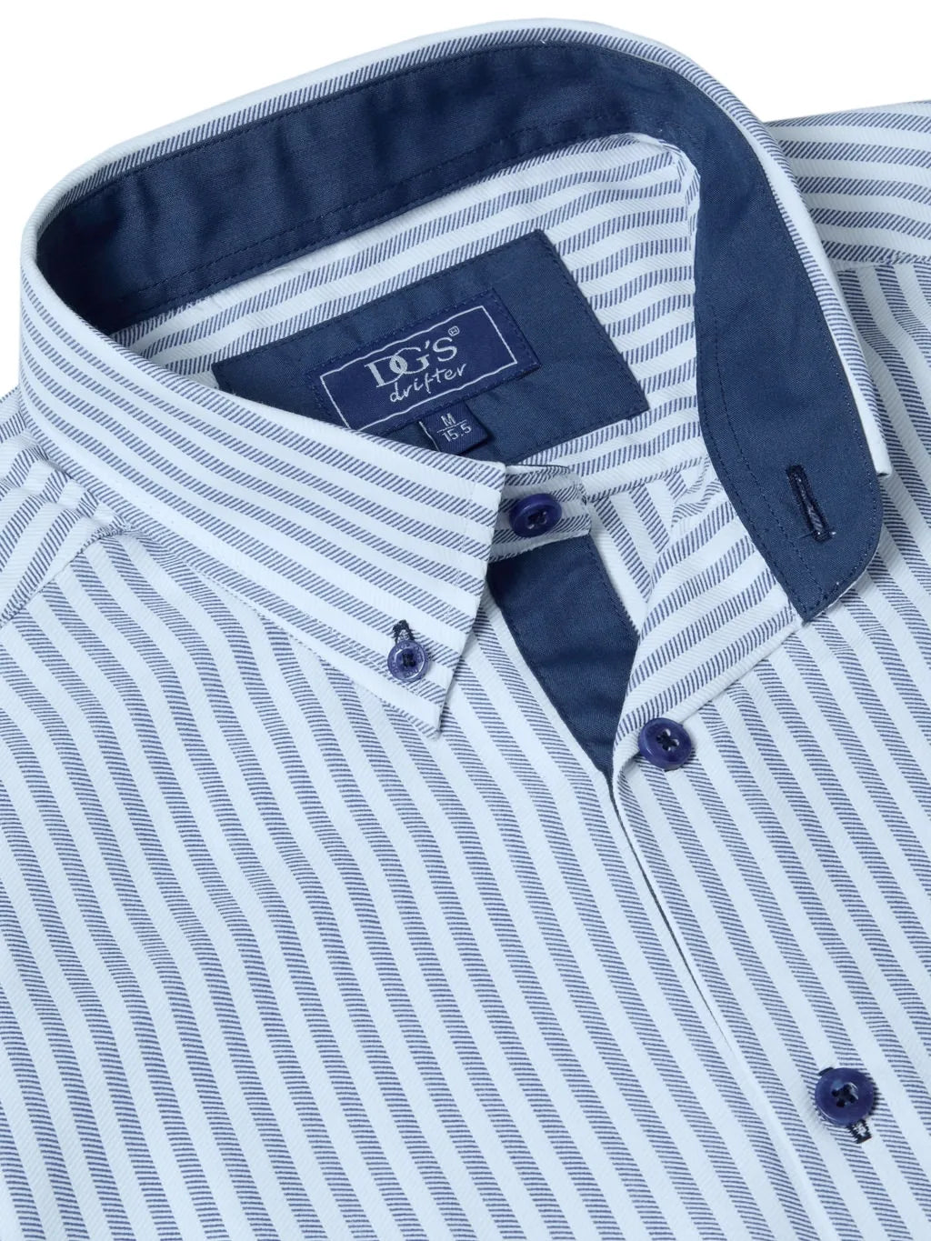 Drifter Sky Blue Stripe Short Sleeve Cotton Blend Shirt