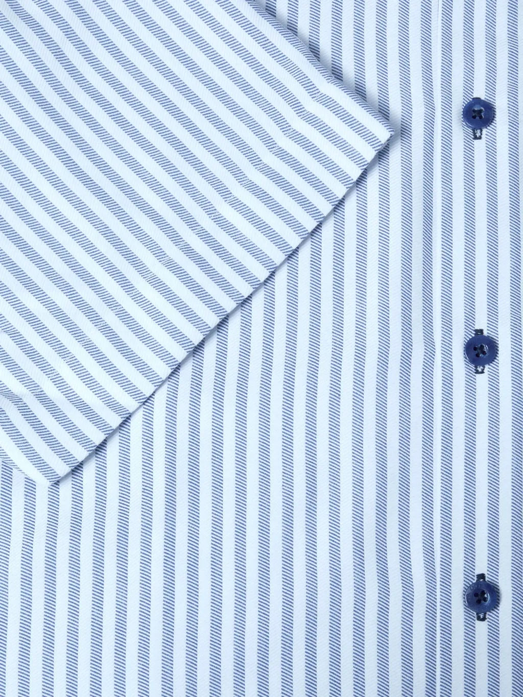 Drifter Sky Blue Stripe Short Sleeve Cotton Blend Shirt
