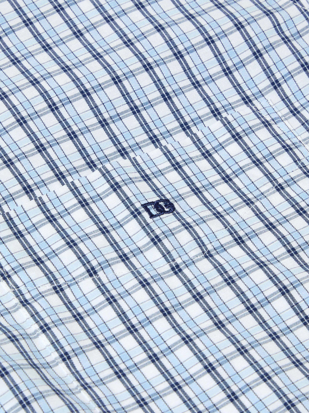 Drifter Sky Blue Check Short Sleeve Cotton Blend Shirt