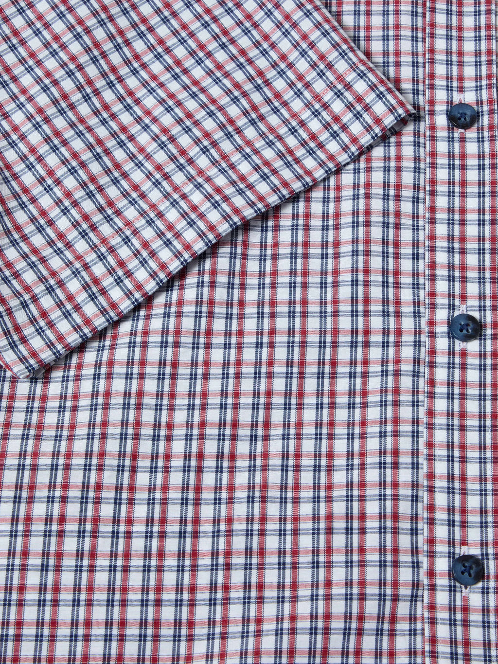 Drifter Red & Navy Check Short Sleeve Cotton Blend Shirt