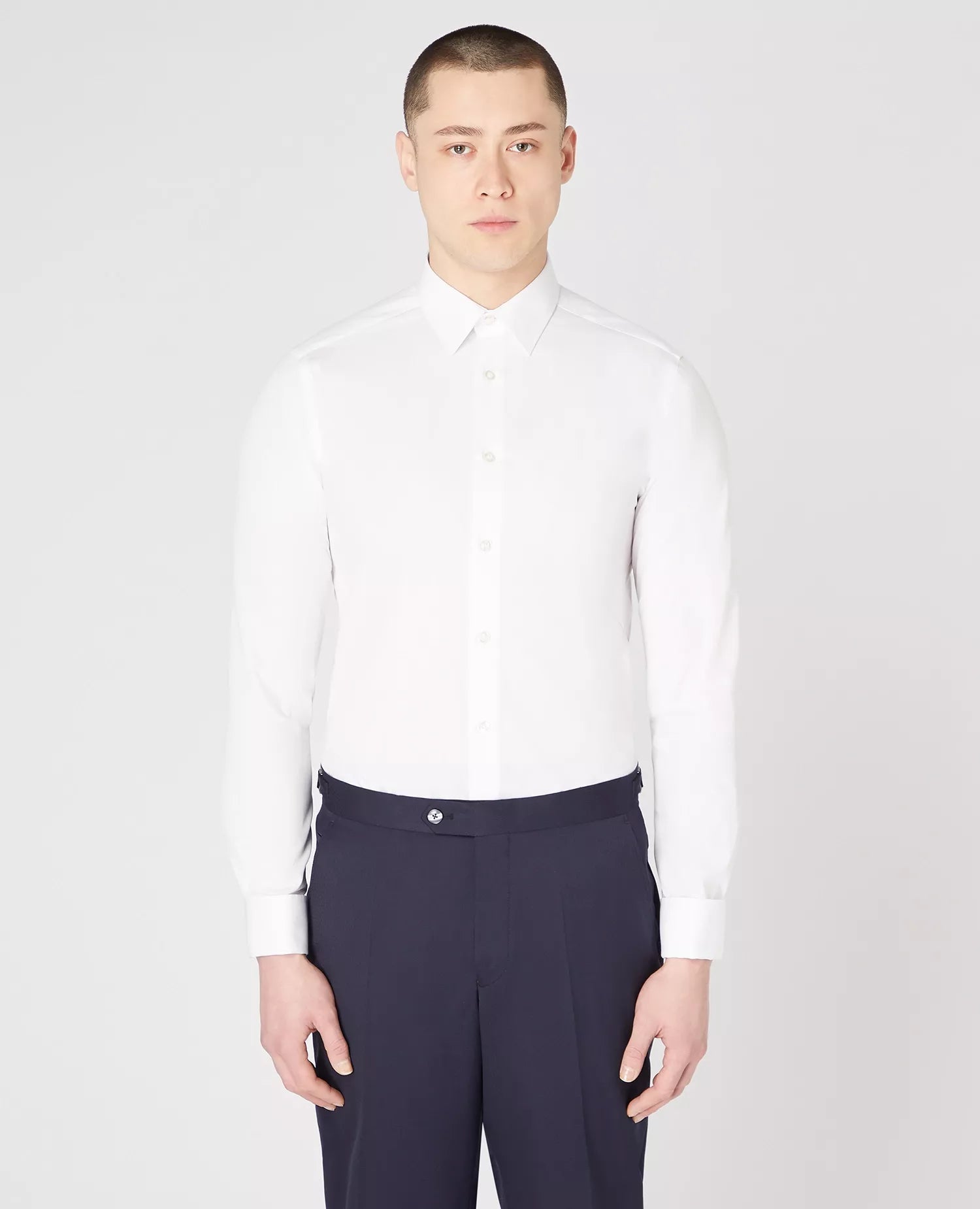 Remus Uomo White Slim Fit Double Cuff Shirt | Fields Menswear