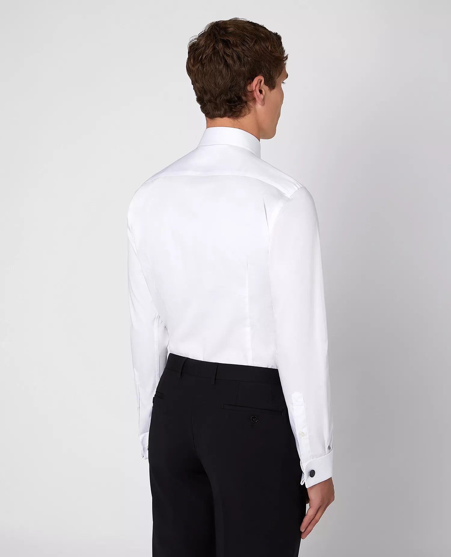 Tapered Fit Dress Shirt with Studs - White