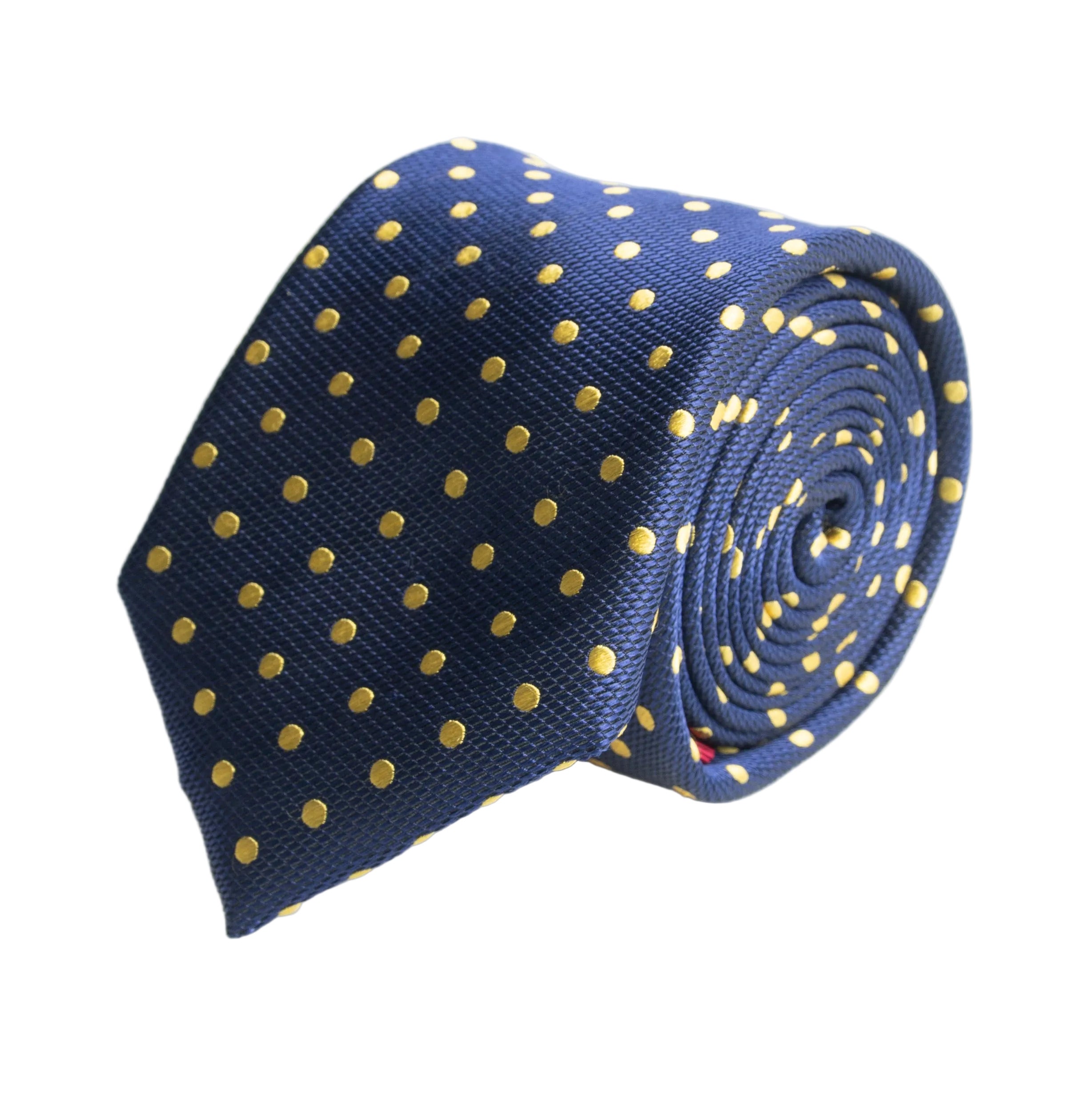 Van Buck Navy & Gold Polka Dot Silk Tie | Made in England
