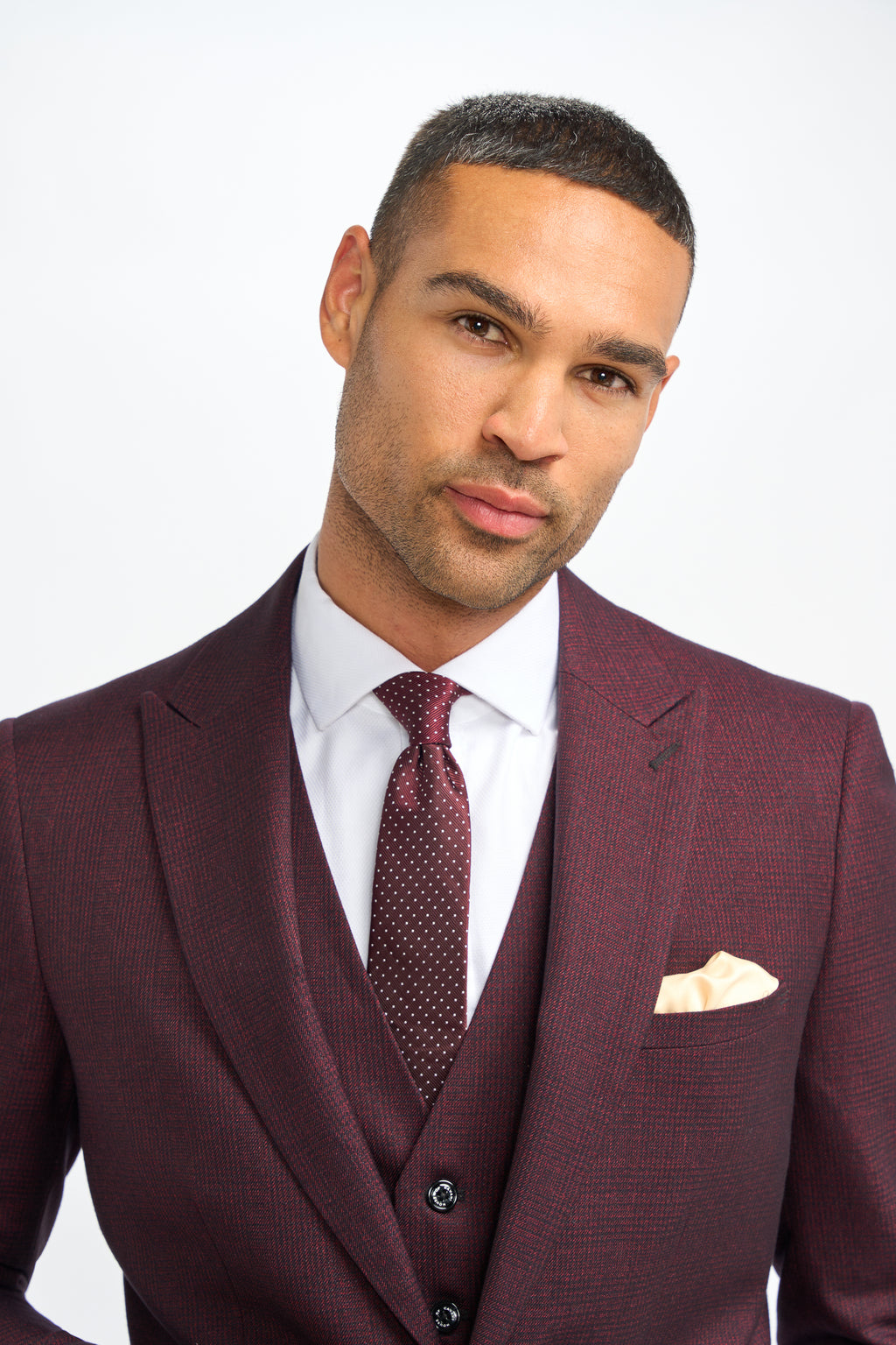 Caridi Check Suit Jacket - Wine