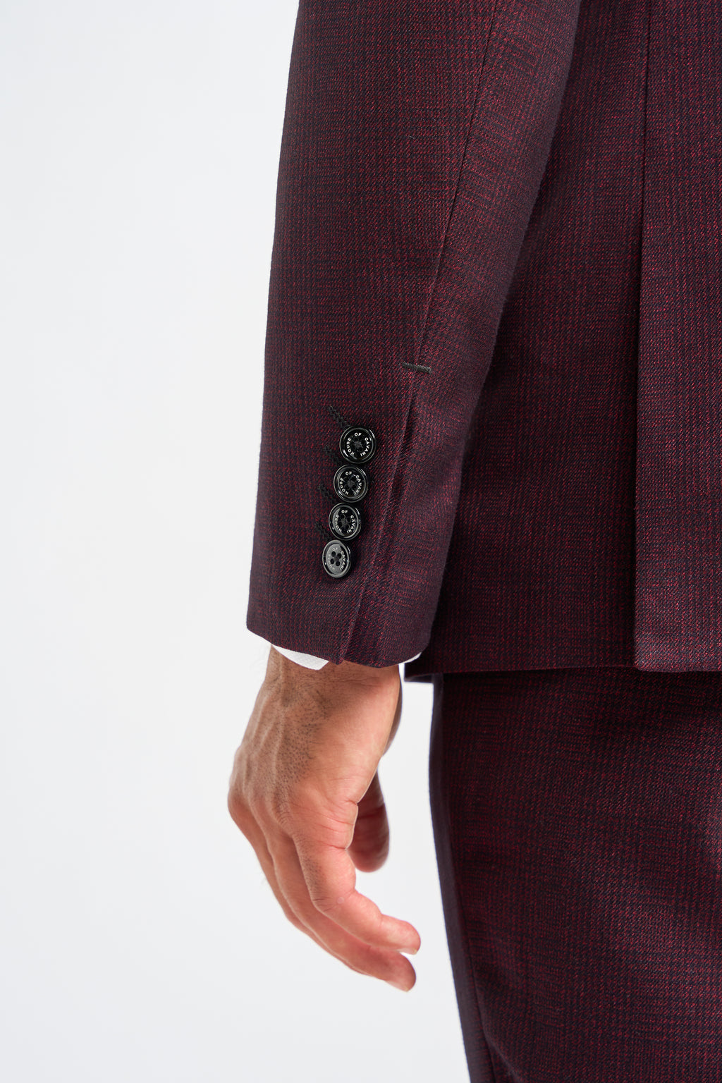 Caridi Check Suit Jacket - Wine