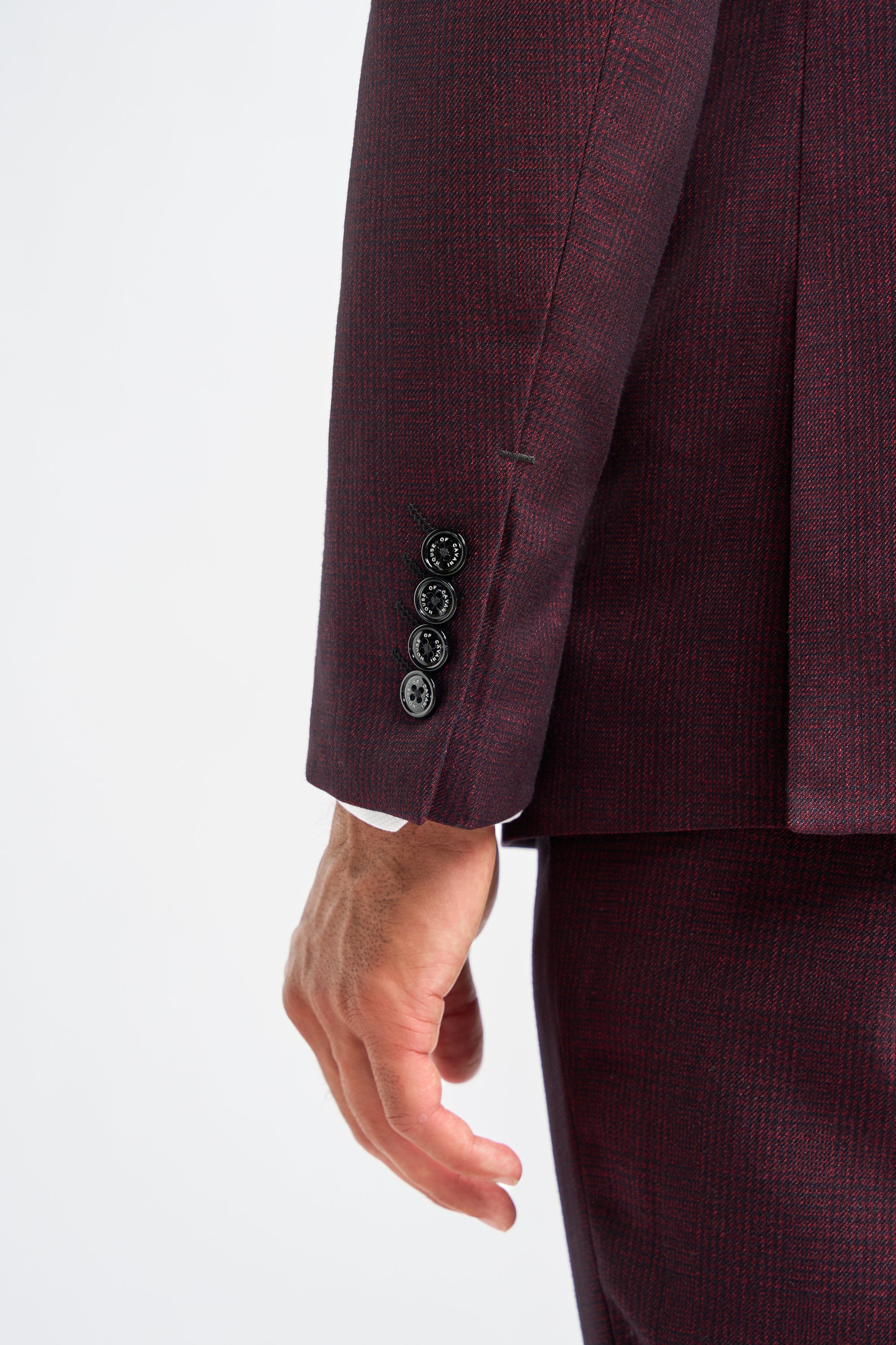 Caridi Check Suit Jacket - Wine