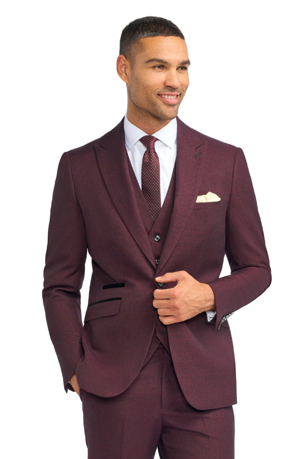 Caridi Check Suit Jacket - Wine