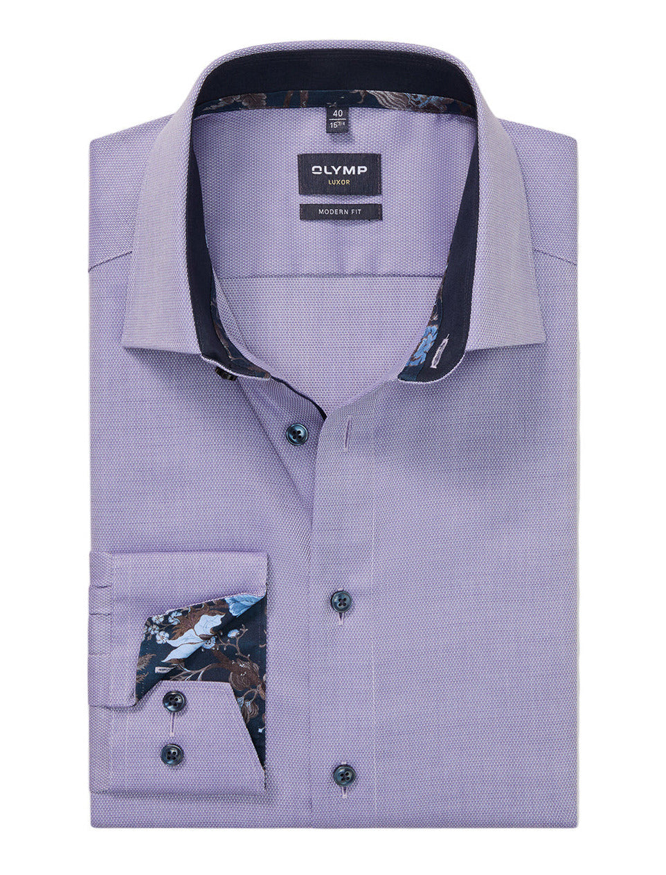 Modern Fit Texture Shirt with trim - Purple