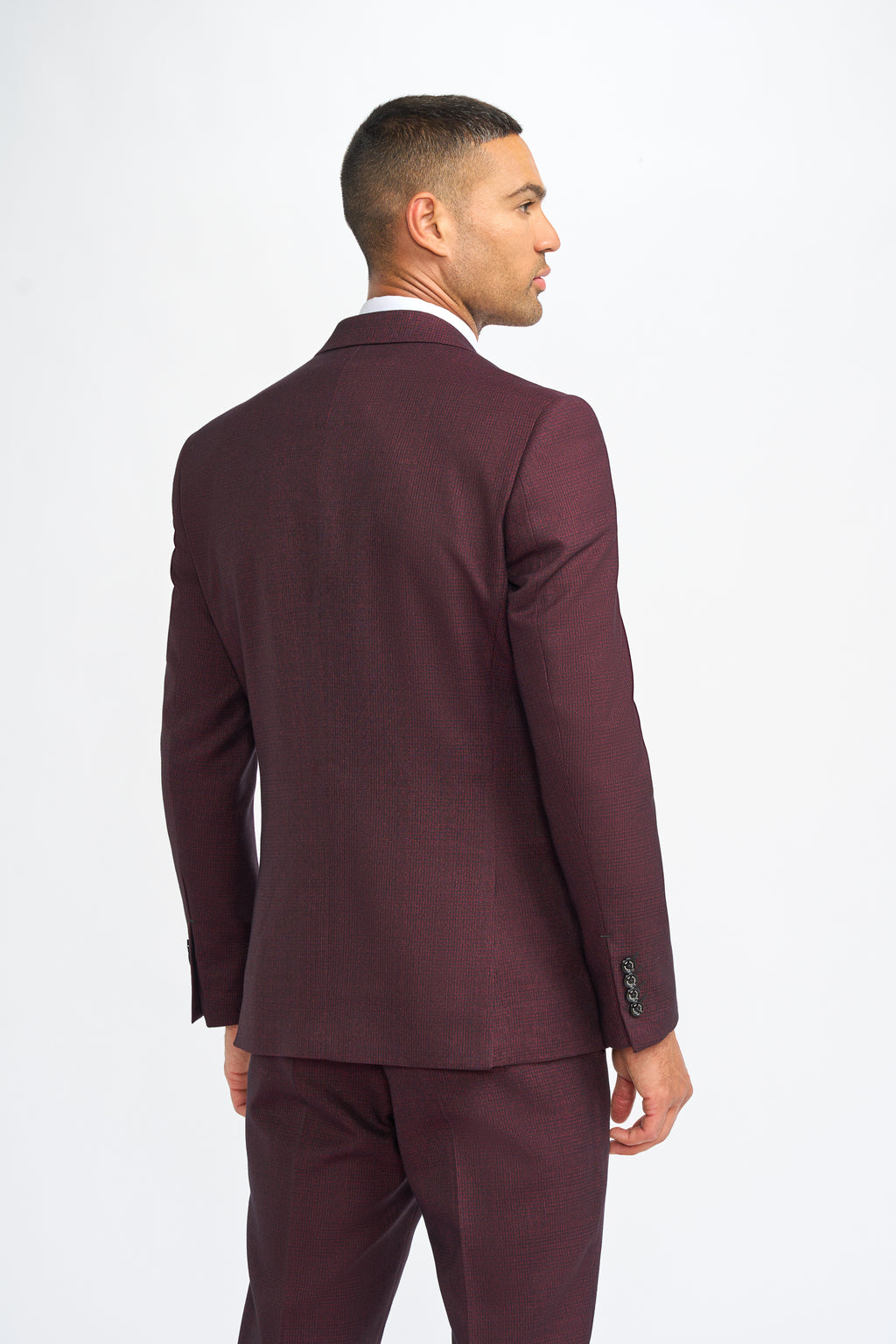 Caridi Check Suit Jacket - Wine