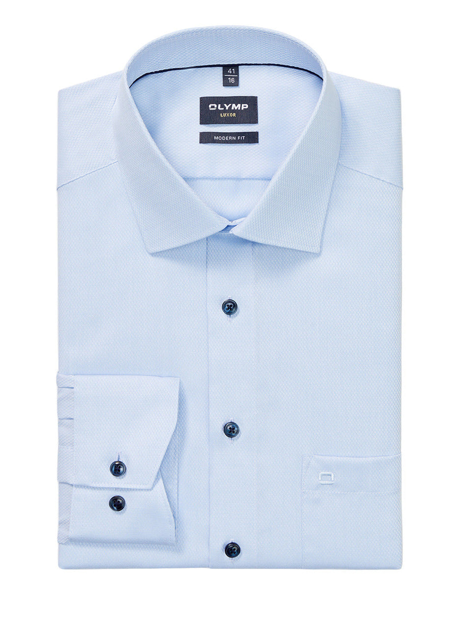 Luxor Texture Shirt Contrast Button - Blue
