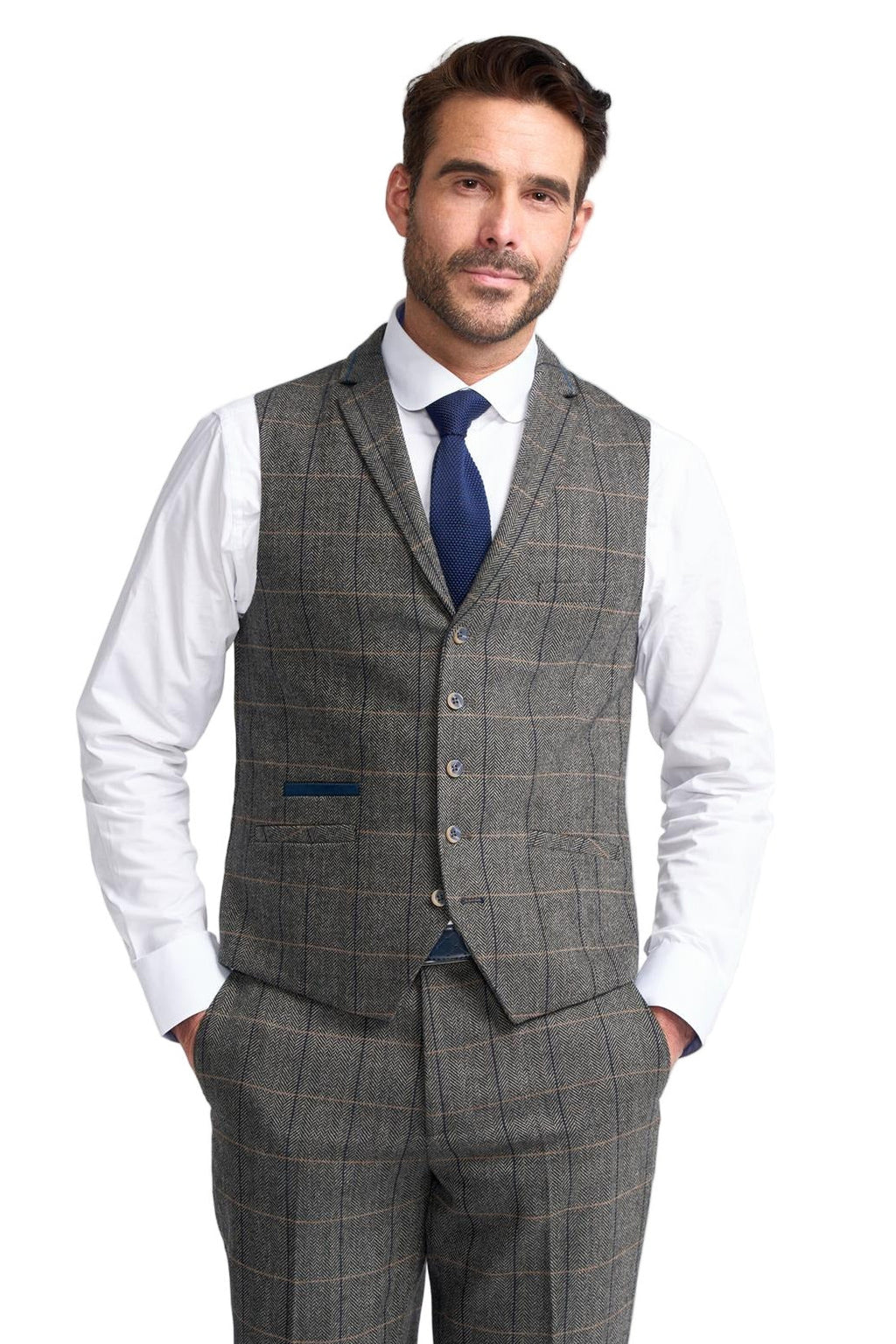Cavani - Albert Check Waistcoat - Grey