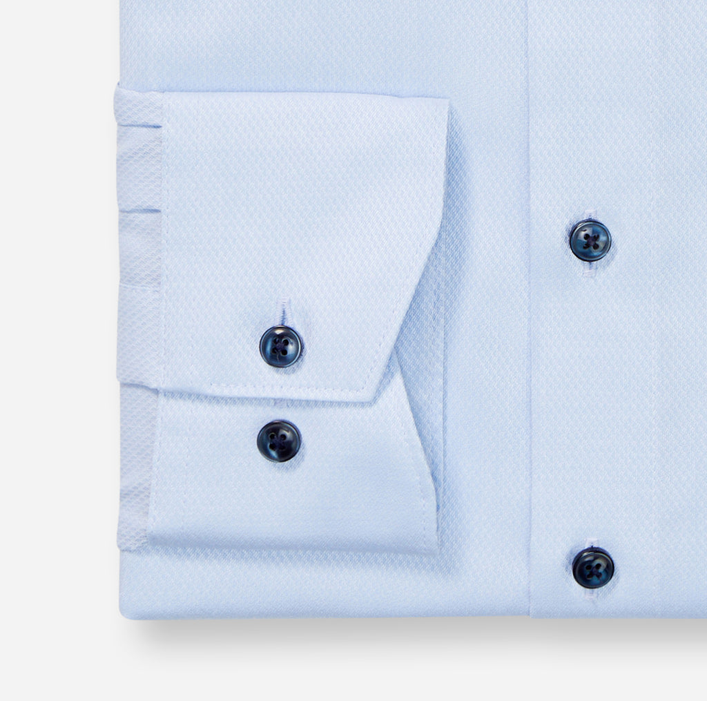 Luxor Texture Shirt Contrast Button - Blue