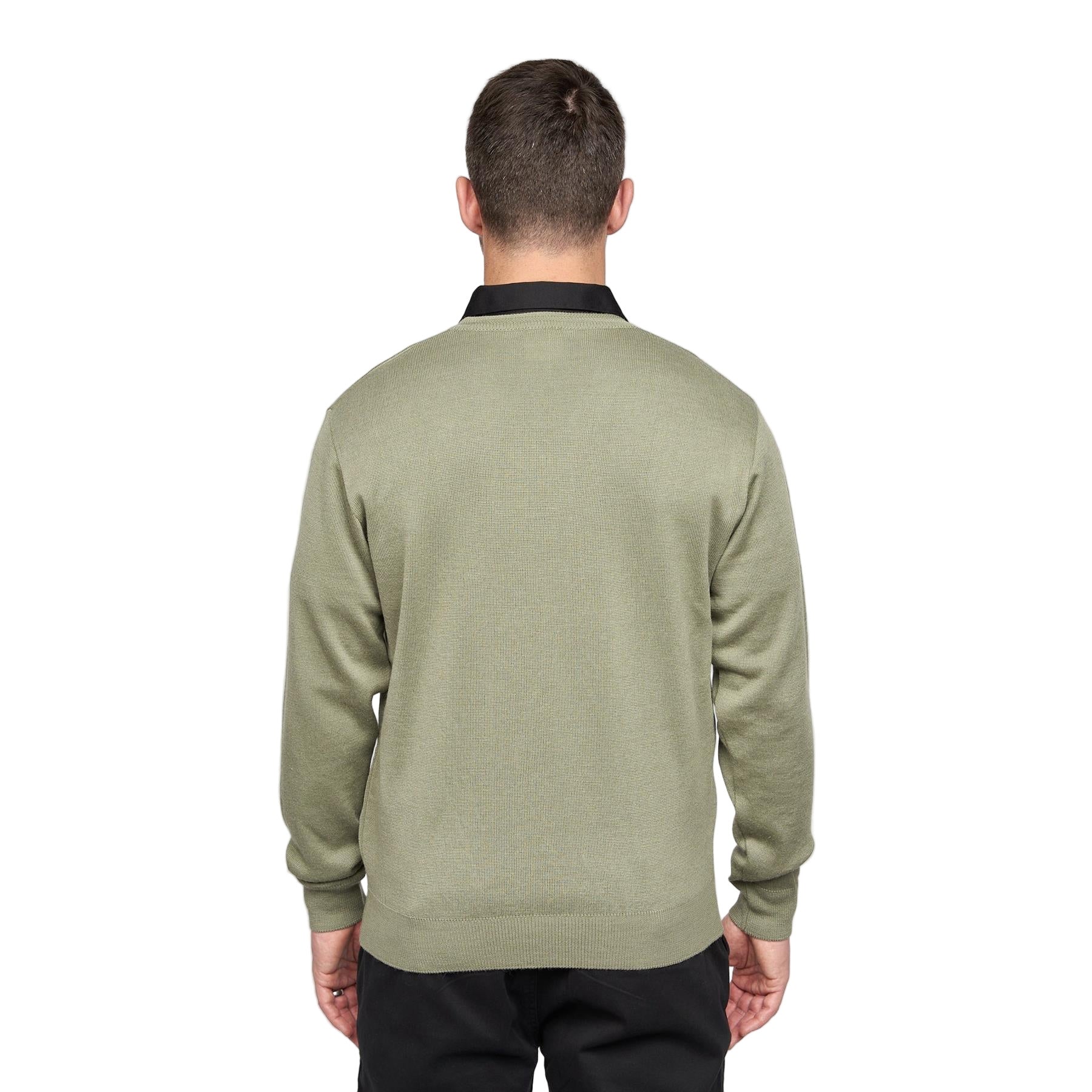 Gabicci V-Neck Jumper -Merino Wool Blend - Olive