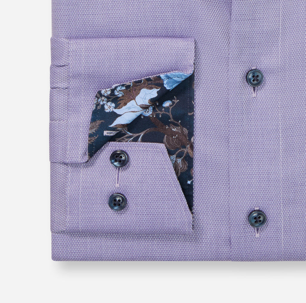 Modern Fit Texture Shirt with trim - Purple