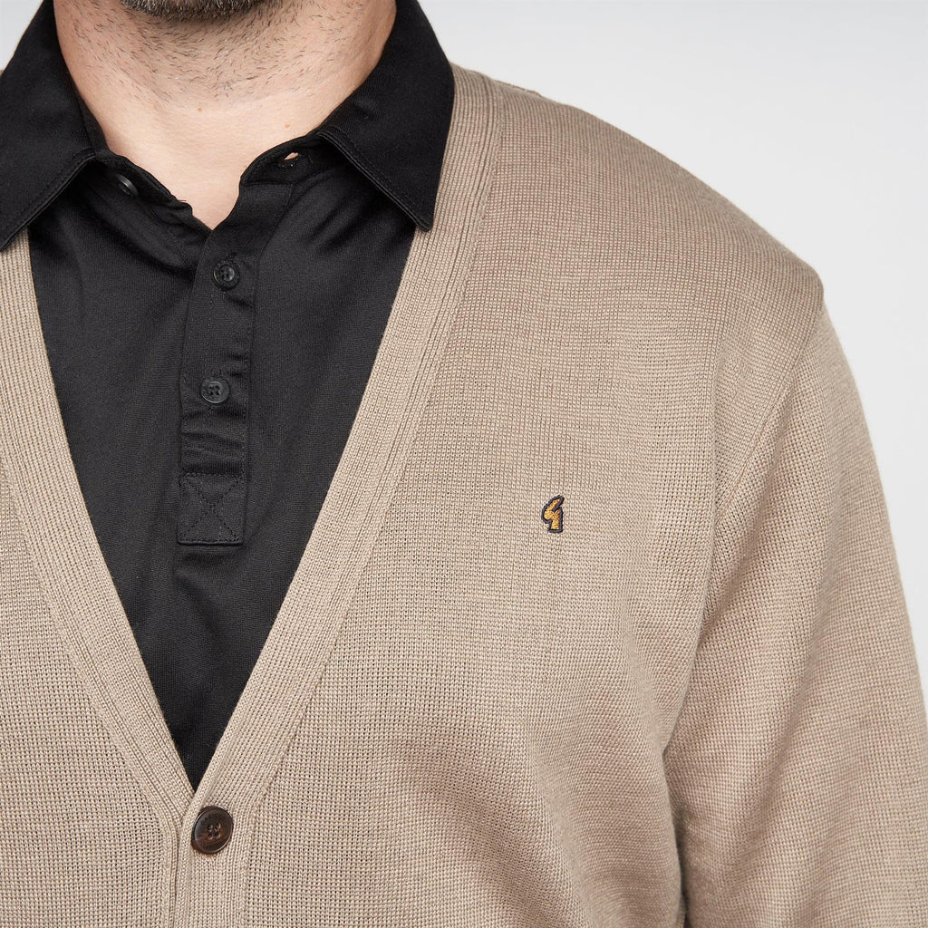 5 Button Wool Blend Cardigan - Stone