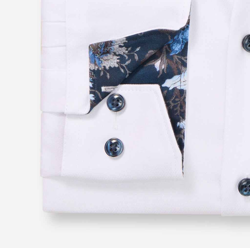 Luxor Plain Twill Contrast Cuff Shirt - White