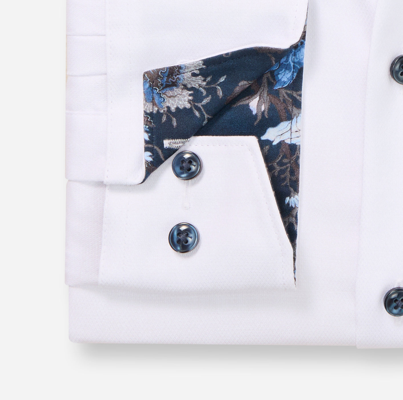 Luxor Plain Twill Contrast Cuff Shirt - White