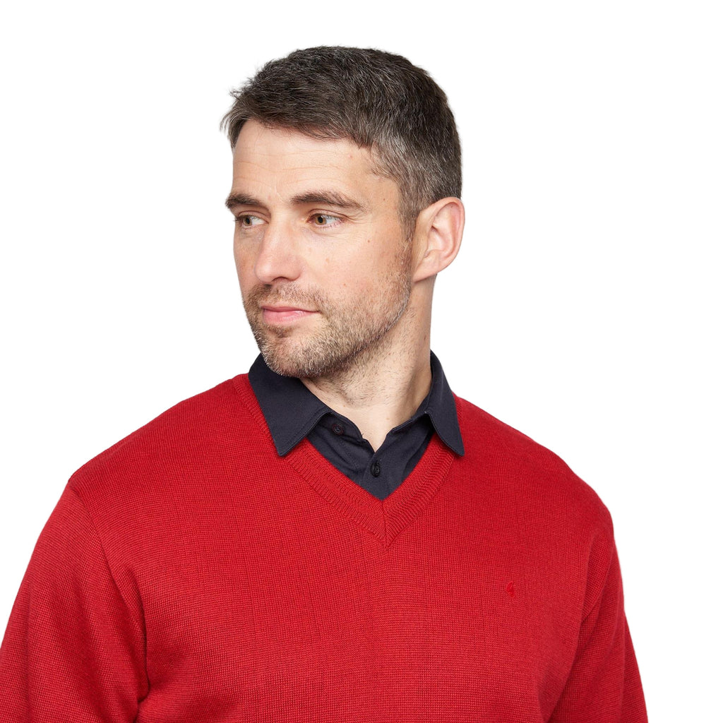 Gabicci V-Neck Jumper -Merino Wool Blend - Red