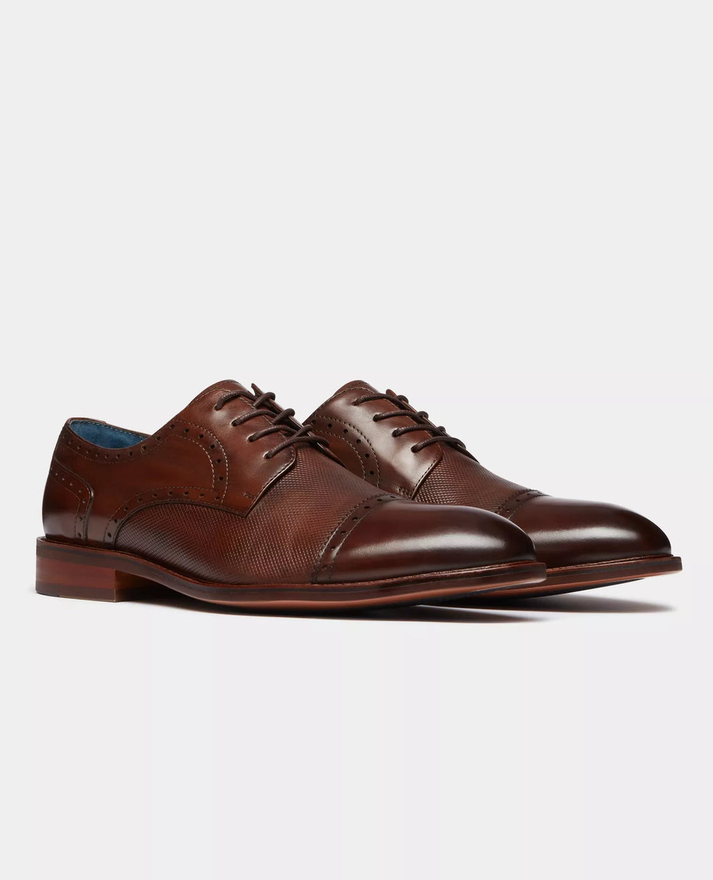 Remus Uomo Dark Orange Leather Derby Shoe with Textured Upper