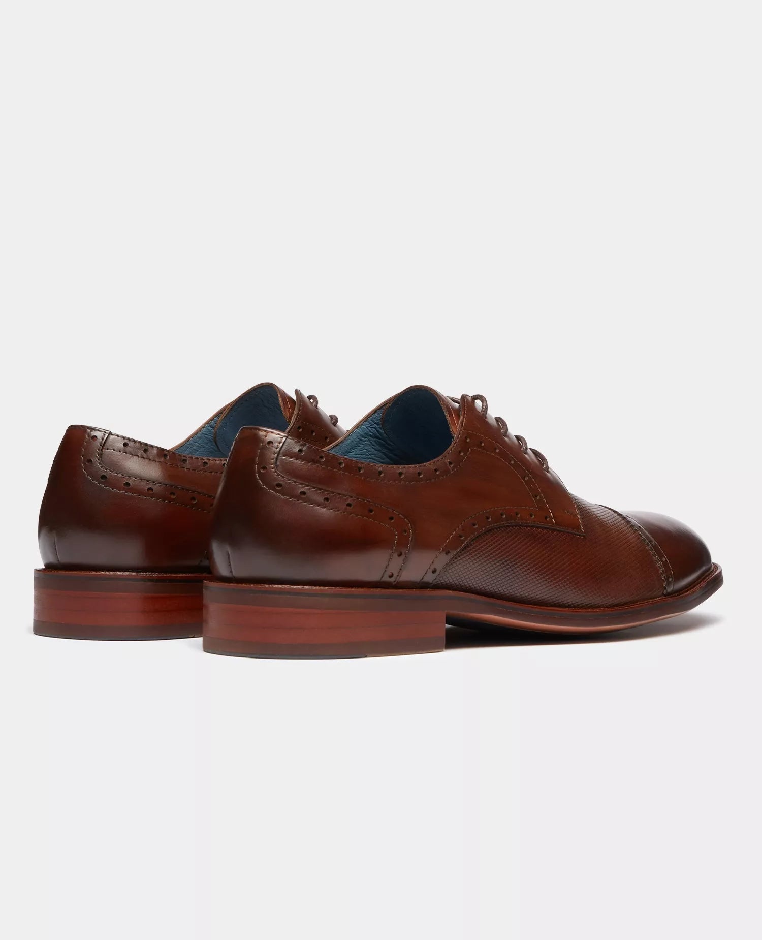 Remus Uomo Dark Orange Leather Derby Shoe with Textured Upper