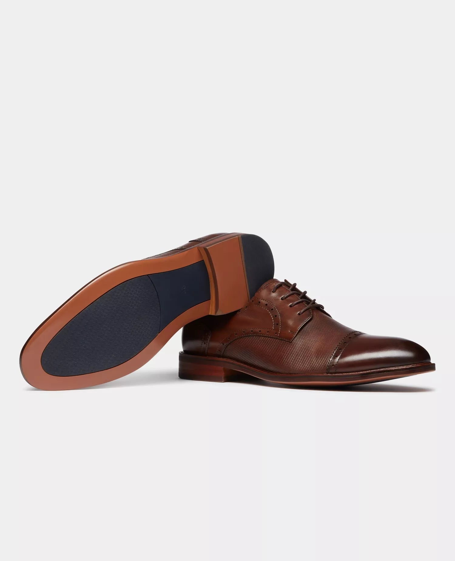 Remus Uomo Dark Orange Leather Derby Shoe with Textured Upper