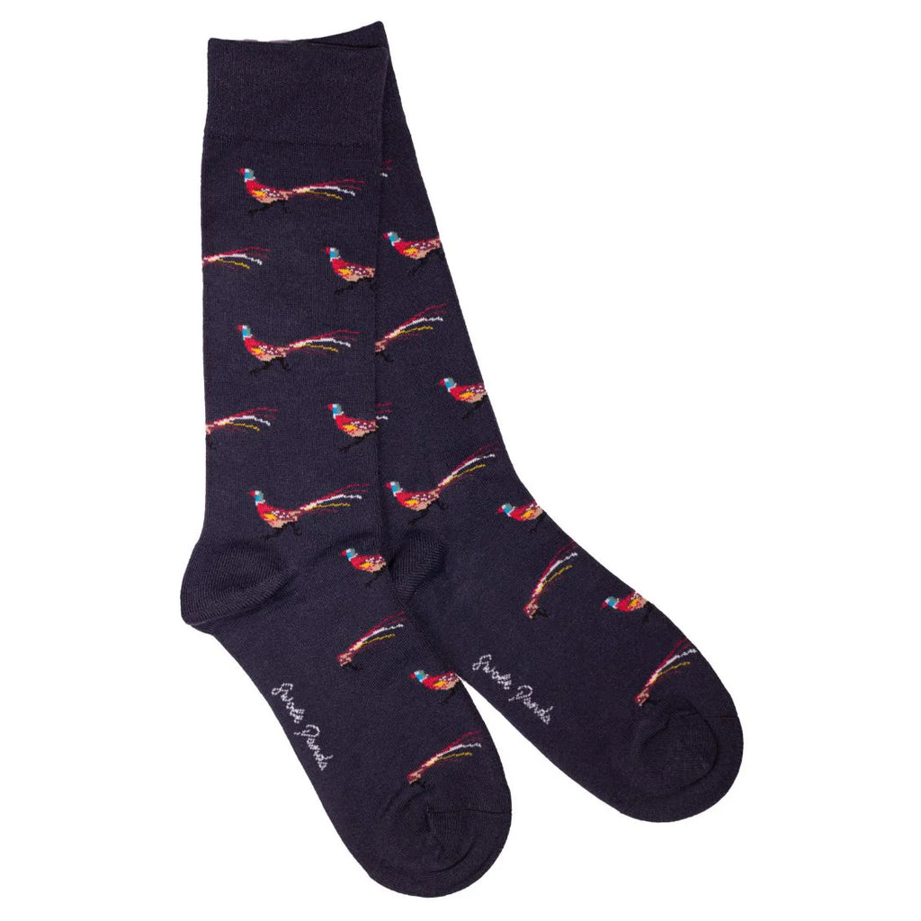 Pheasant Bamboo Socks - Navy
