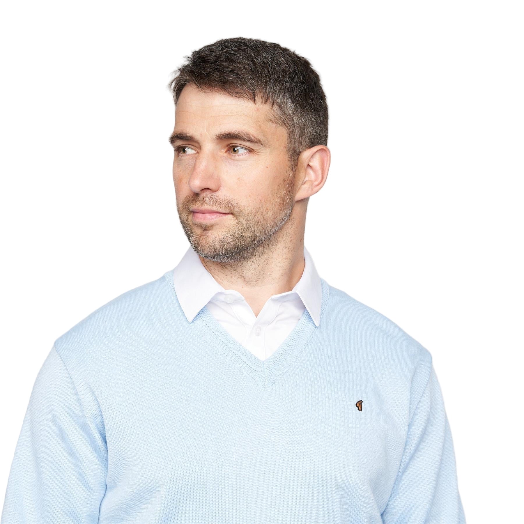 Gabicci V-Neck Jumper -Merino Wool Blend - Sky