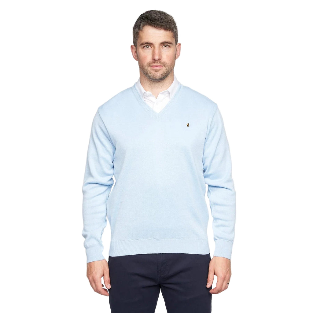 Gabicci V-Neck Jumper -Merino Wool Blend - Sky