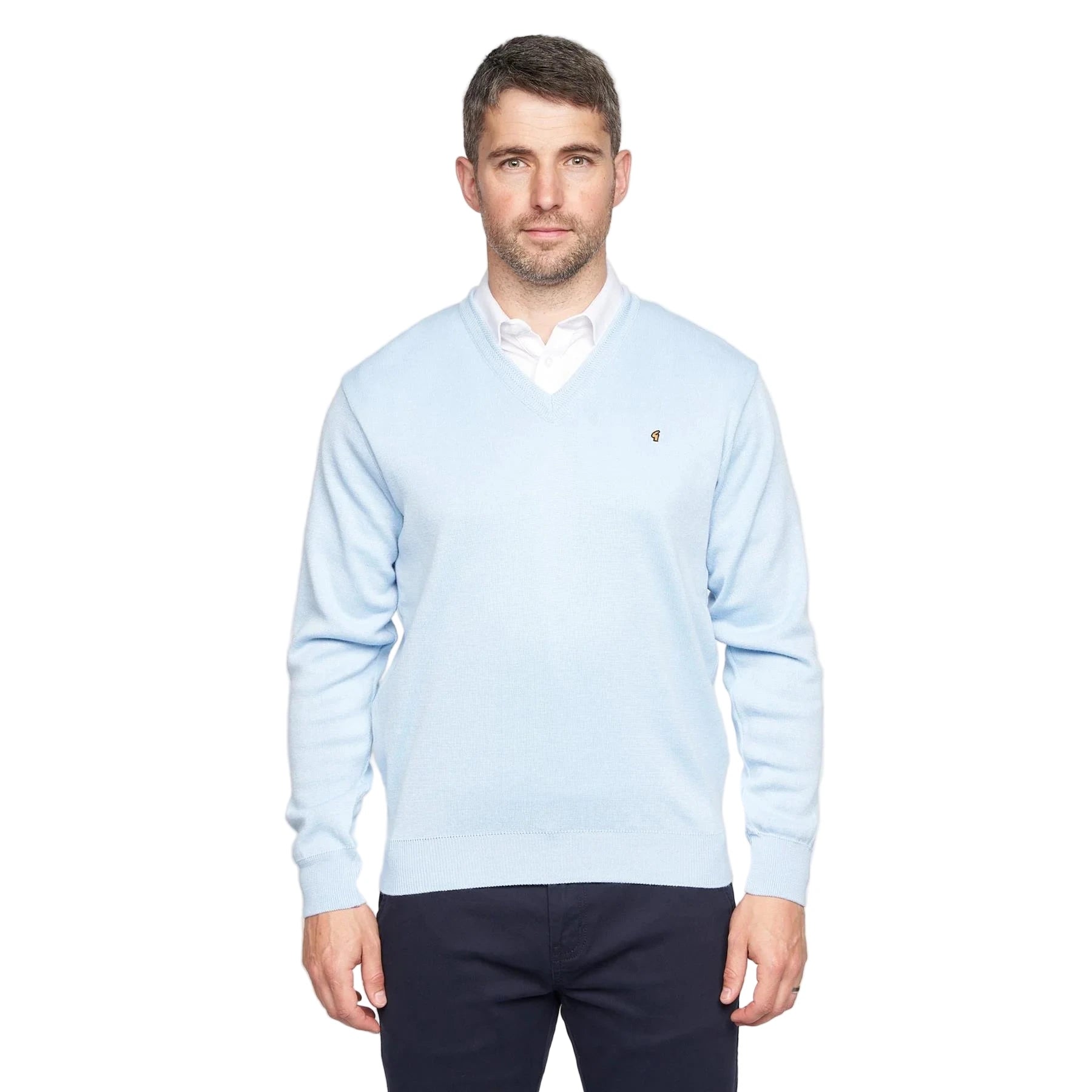 Gabicci V-Neck Jumper -Merino Wool Blend - Sky
