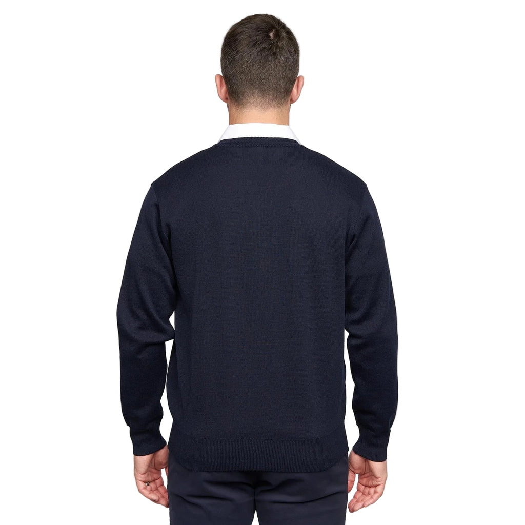Gabicci V-Neck Jumper -Merino Wool Blend - Navy Blue