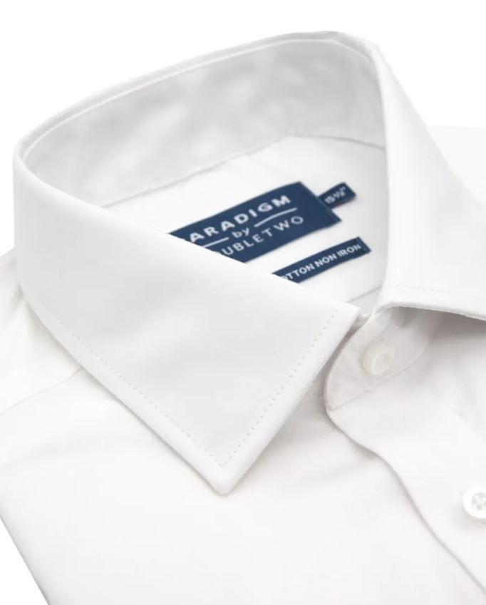 Paradigm Standard Fit Non-Iron Pure Cotton Shirt - Double Cuff - White