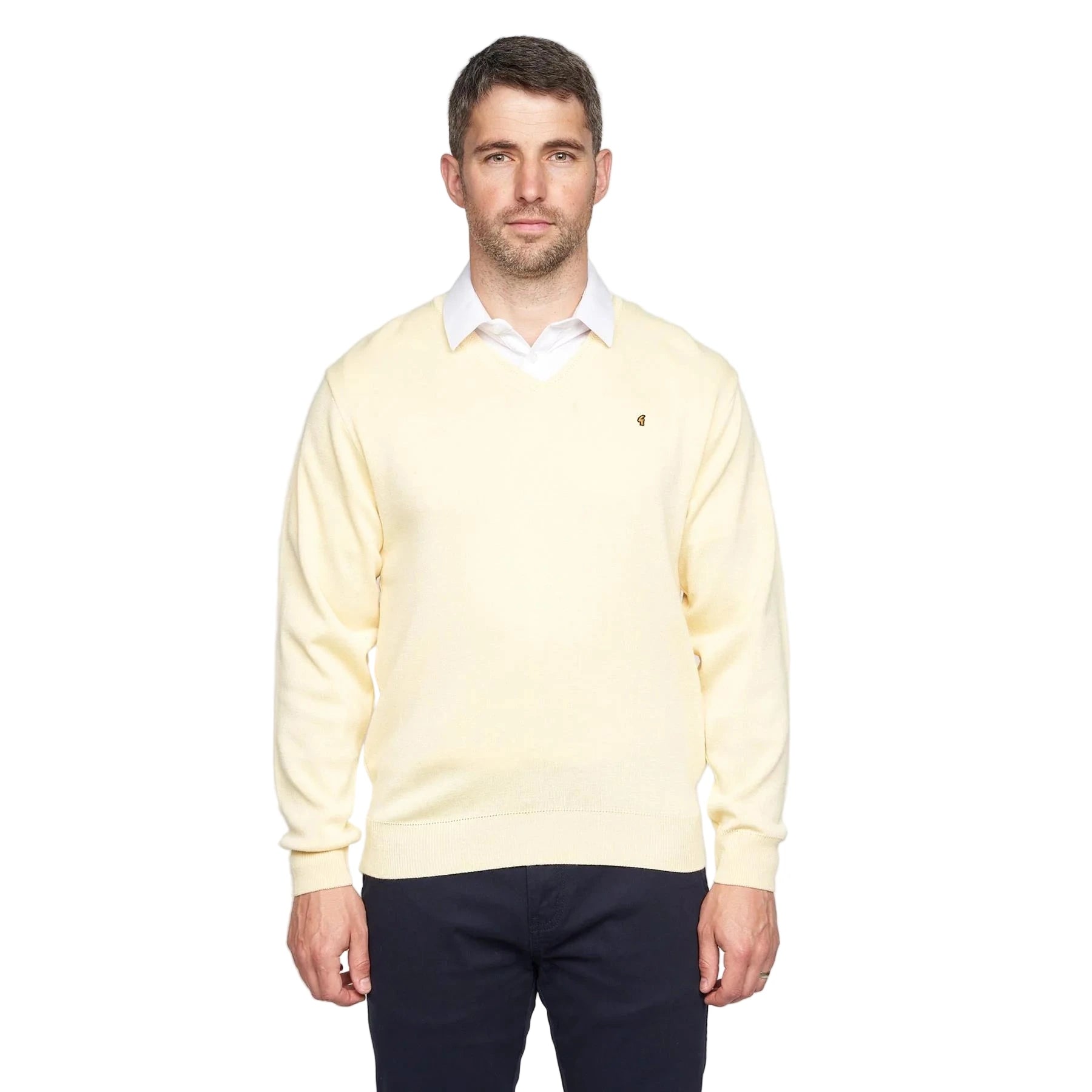 Gabicci V-Neck Jumper -Merino Wool Blend - Corn