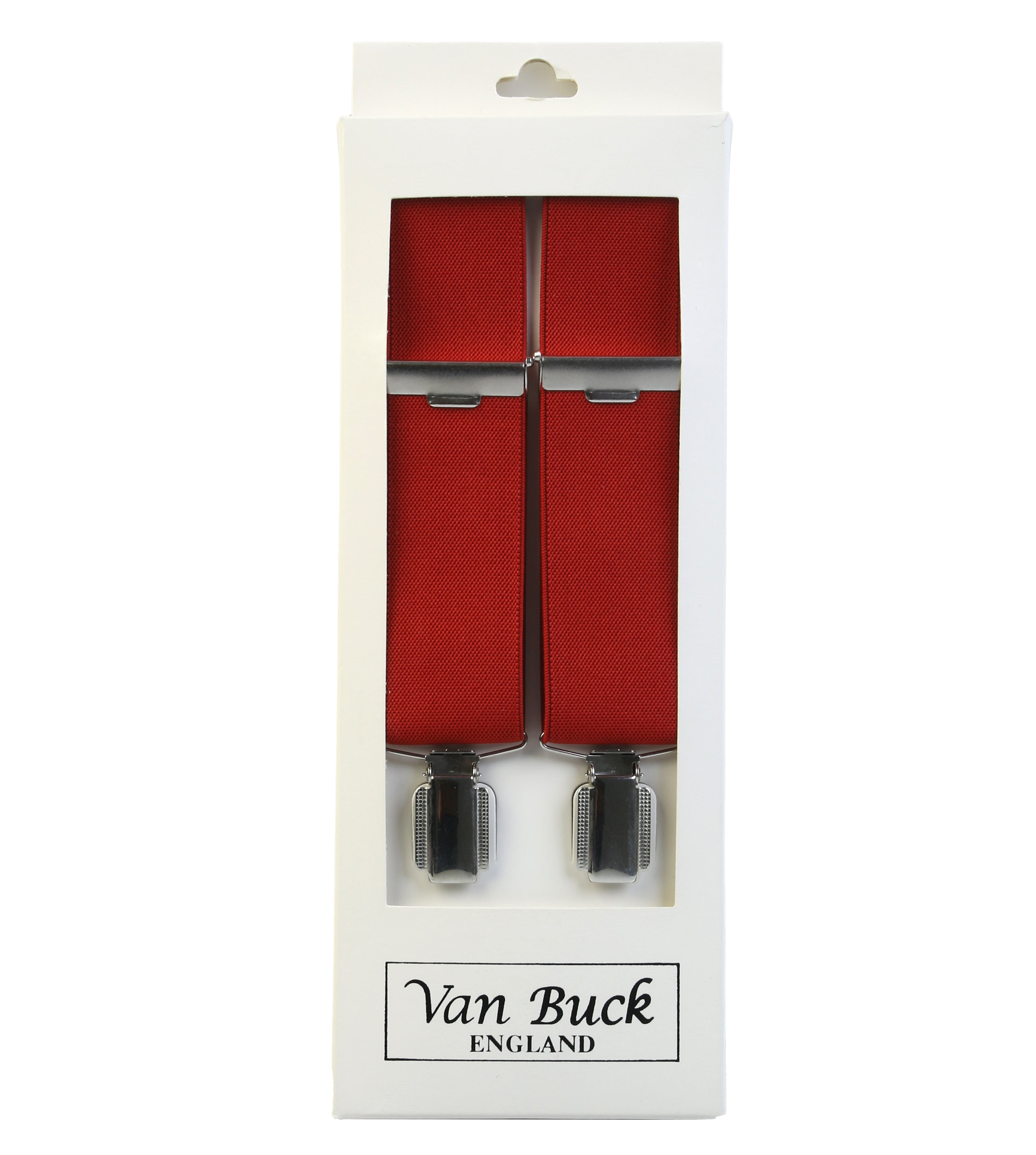 Van Buck Red Braces with Silver Clips