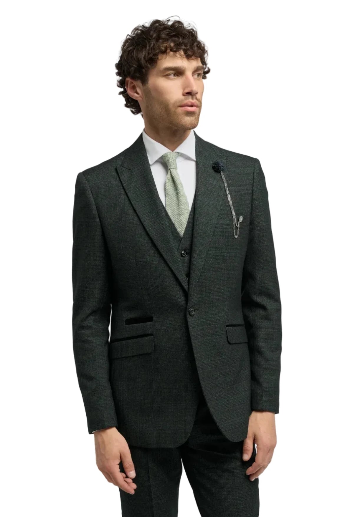 Cavani - Caridi Check Suit Jacket - Olive Green