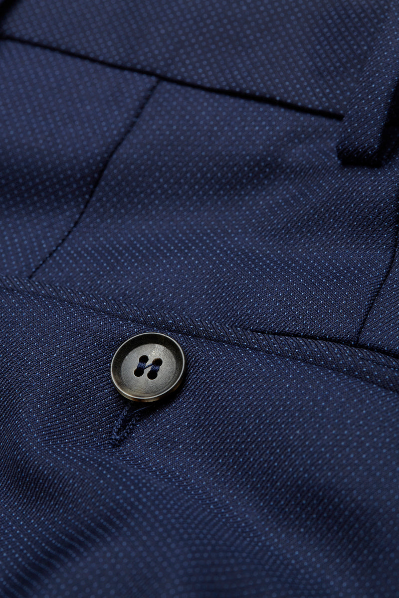 Per Modern Fit Pure Italian Wool Pin Dot Suit Trouser- Navy