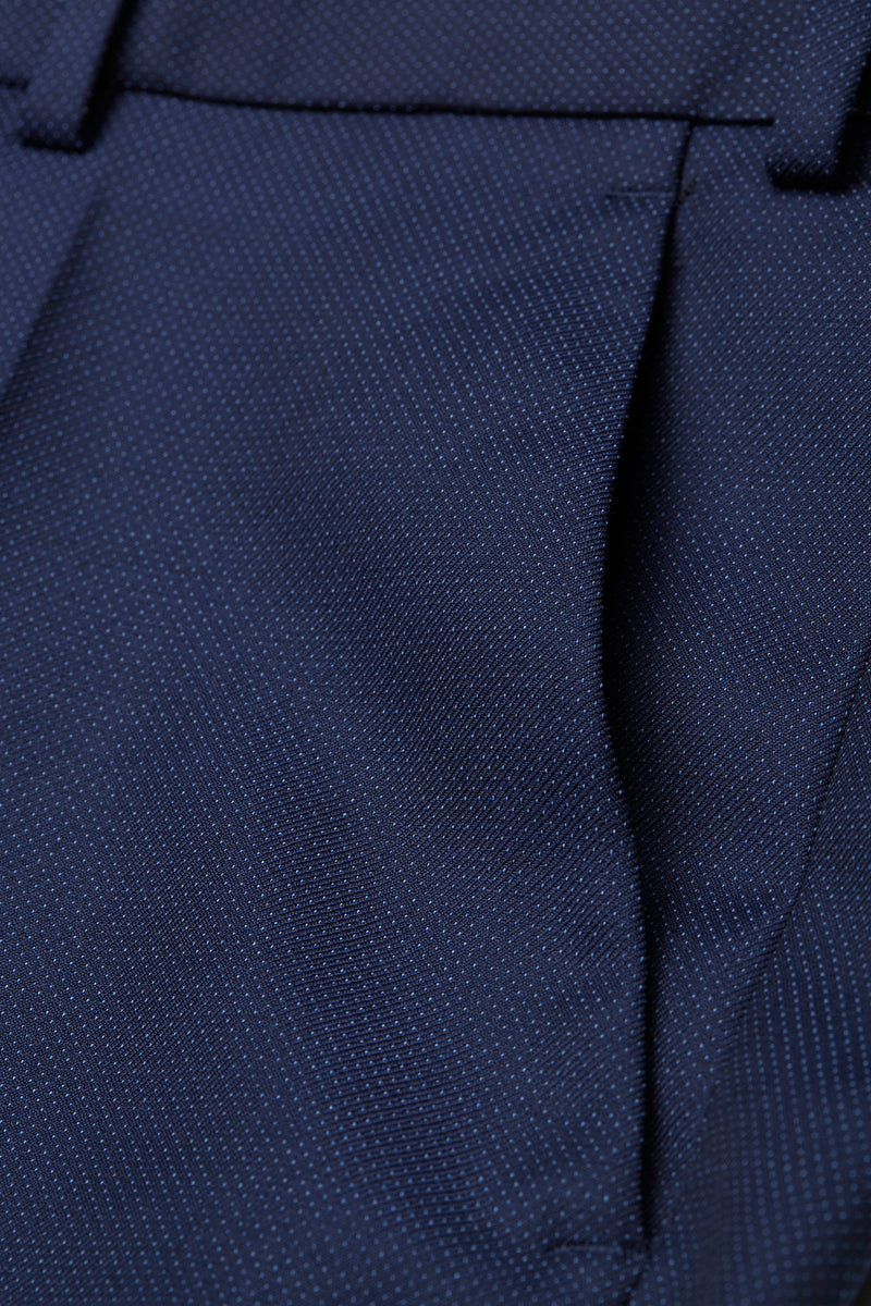 Per Modern Fit Pure Italian Wool Pin Dot Suit Trouser- Navy