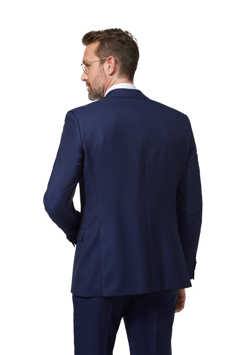 Duncan Modern Fit Pure Italian Wool Pin Dot Suit Jacket - Navy