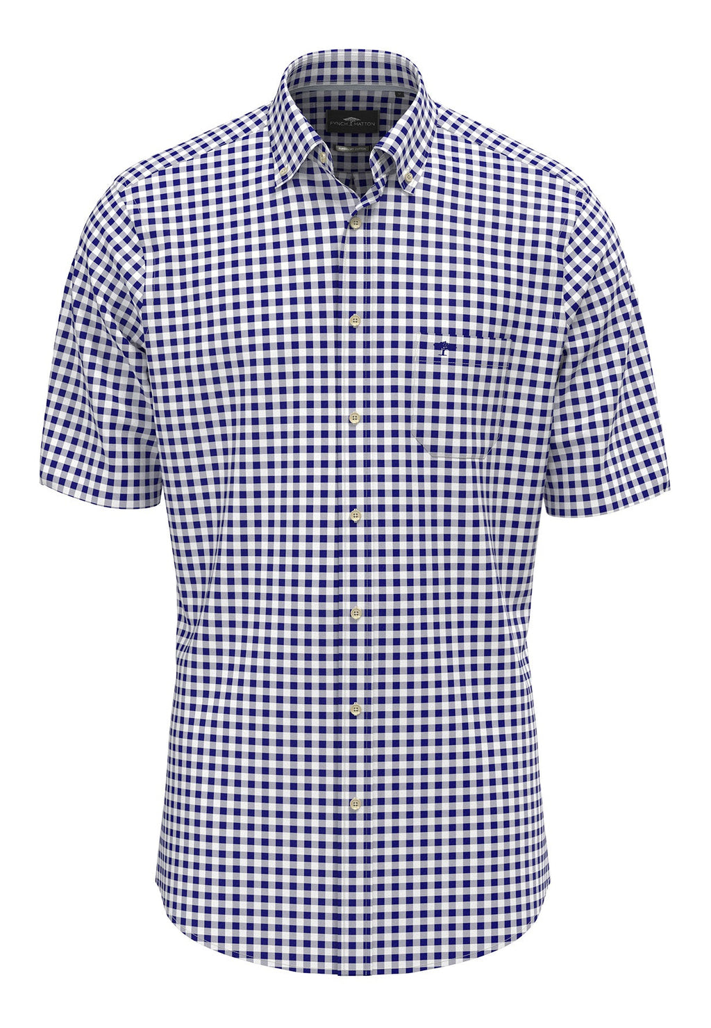 Cotton Gingham Check Shirt - Navy