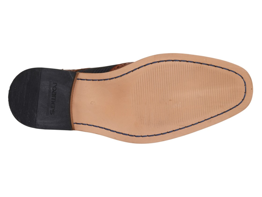 Roamers Tan Leather Wing Brogue Shoes With Checked Tweed