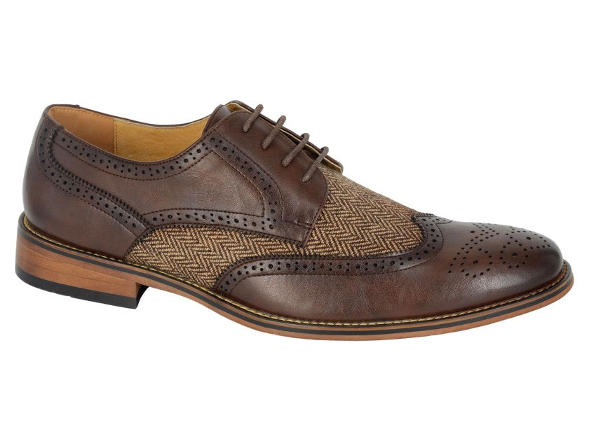 Goor Gibson Lace Tweed Shoe - Dark Brown