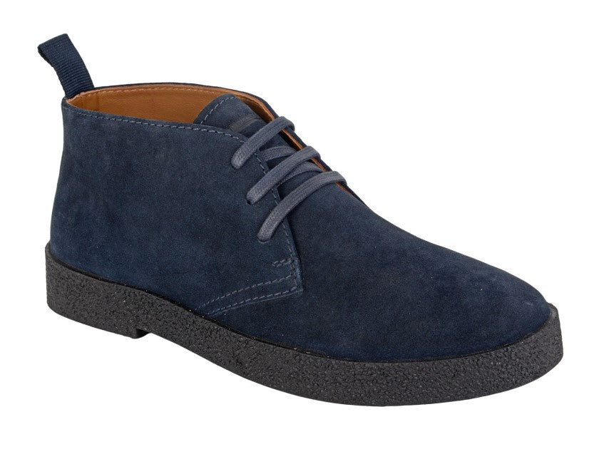 Roamers Suede Desert Boots | Navy 3 Eyelet TPR Sole