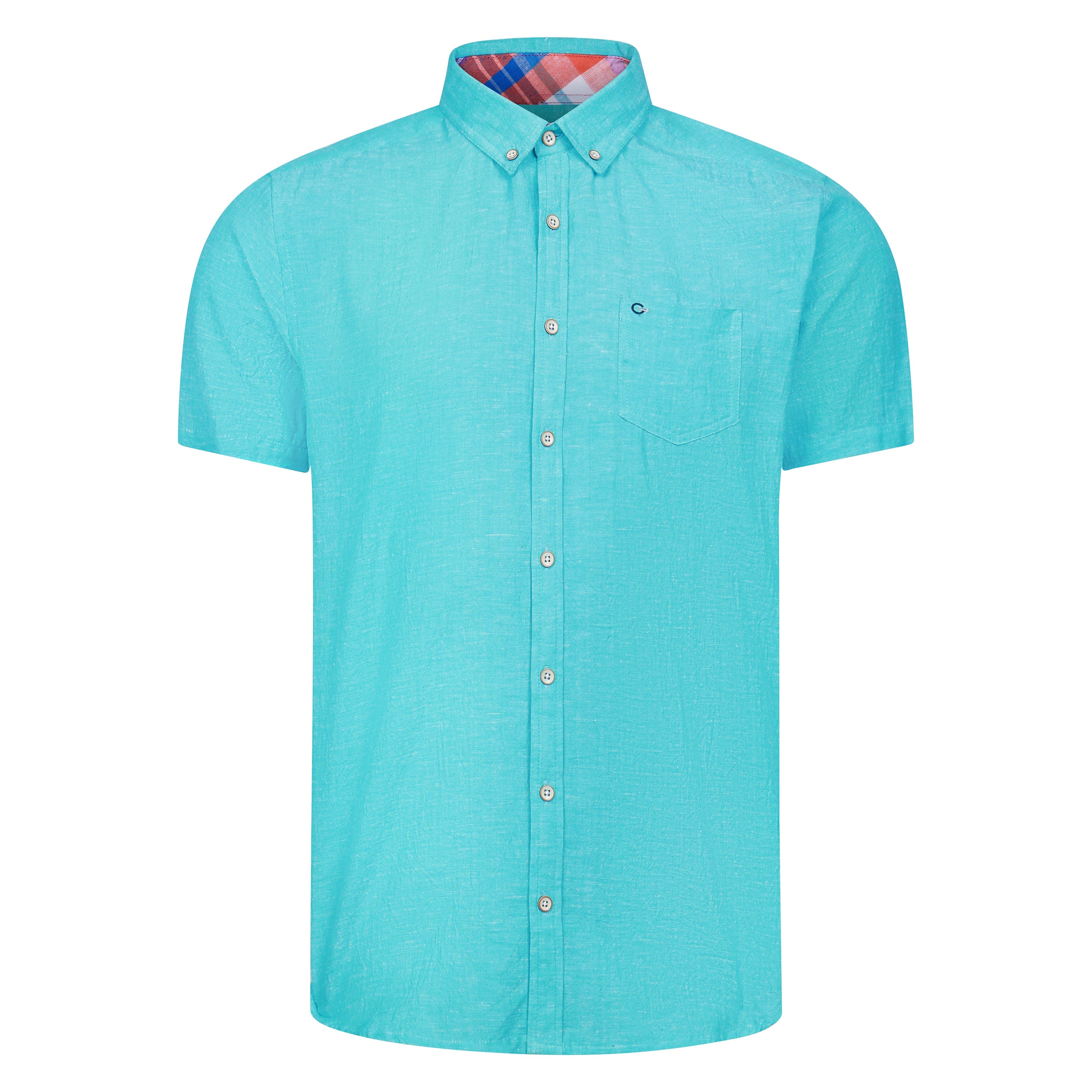 Linen Blend Casual Shirt - Aqua