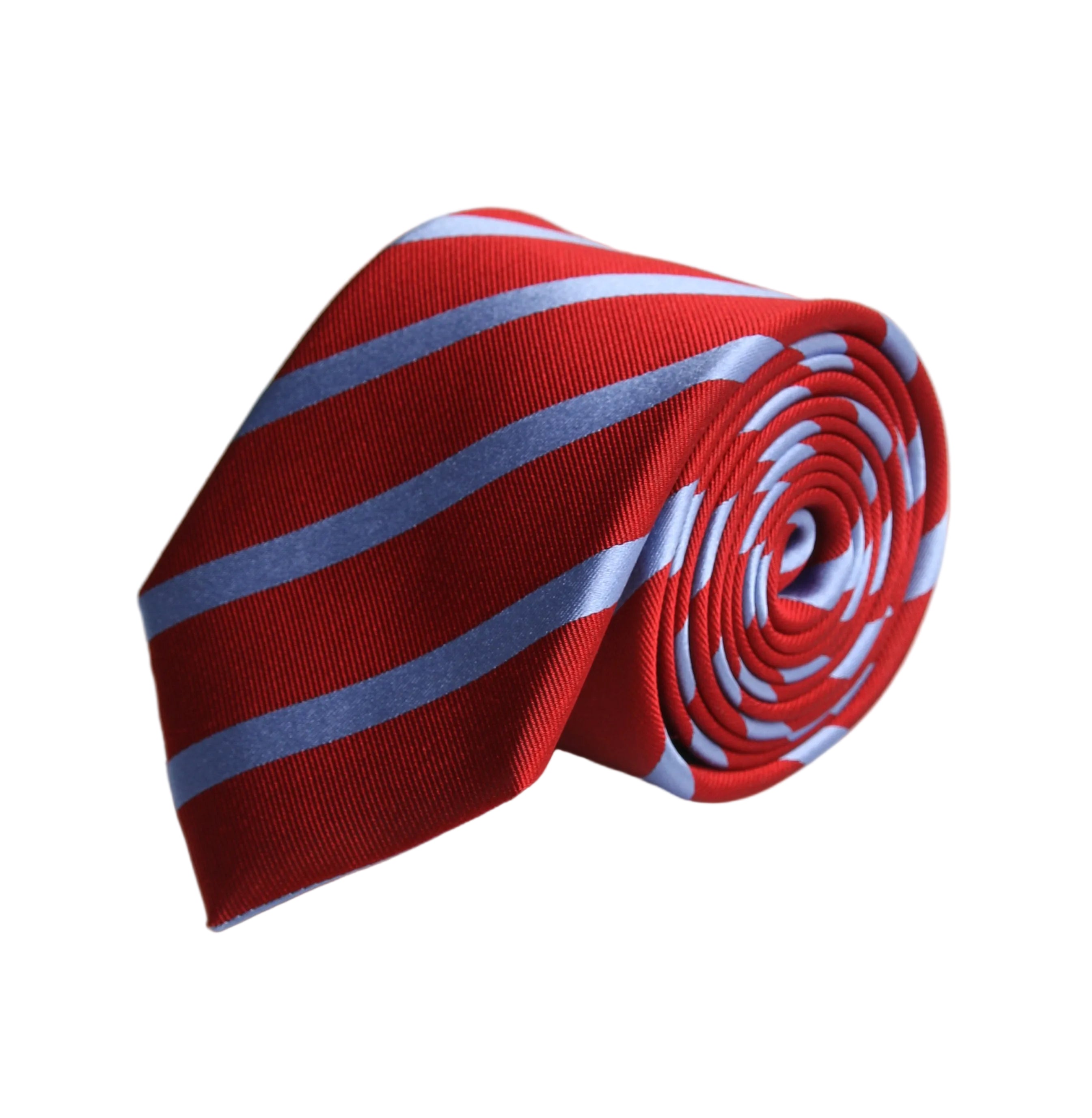 Van Buck Red & Sky Stripe Silk Tie | Made in England